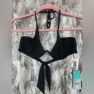 Women's SEA FOLLY NWT Flashback Edie Underwire Envy Bikini Swim Top-Black-US 4
